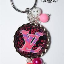 LV inspired bottle cap key chain