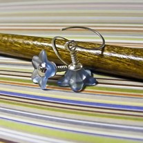 Silver and Blue Wrapped Lucite Earrings