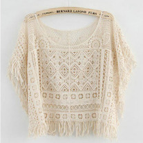 Loose fringe lace tops