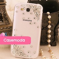 New Bling Sliver Flowers Crystals Samsung Galaxy S3 i9300 Case