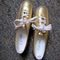 Vintage 90's Gold Lace Up Oxford Shoes Size 9