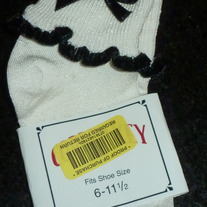 White Socks with Black Bow/Ruffle-Size 6-11 1/2