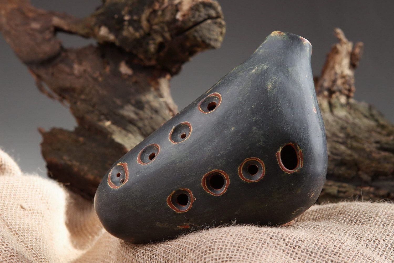 Handmade clay ethnic ocarina globular flute with 8 holes folk style musical instrument on Storenvy