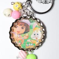 Easter Dora The Explorer Inspired Bottle Cap Keychain