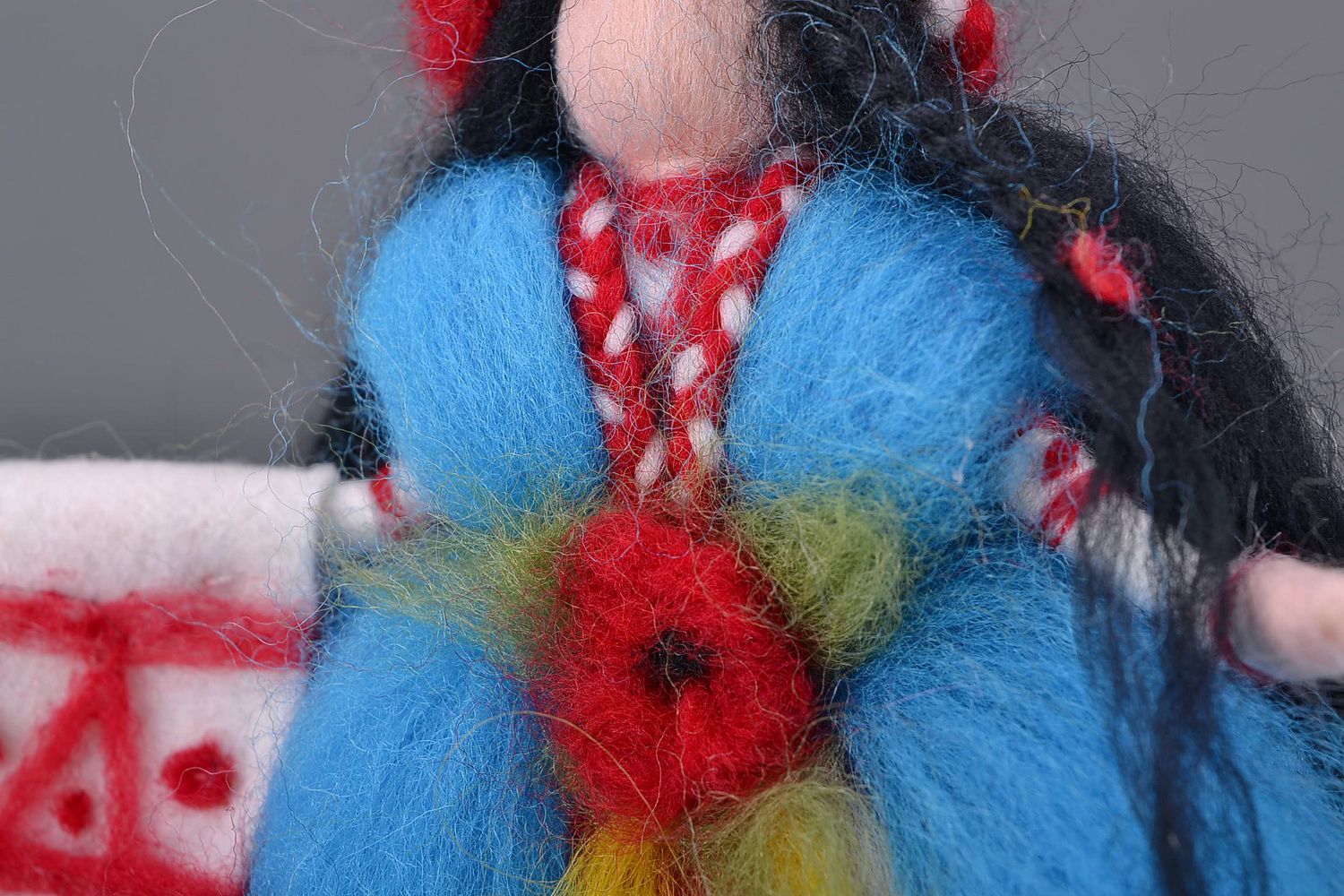 Wool handmade felt doll using needle felting technique designer's