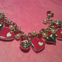 Heart & Rose Heart Charm Bracelet(silver)