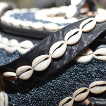 Handmade Rare Leather African Cowrie Decorated Accent Piece & Container (Collectors Item)
