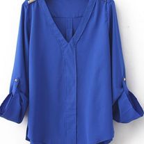 Chiffon V Neck Studded Shoulder Blouses