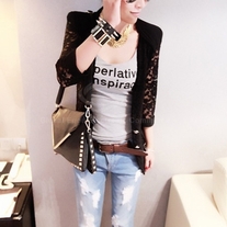 Collarless Slimming Lace Blazer