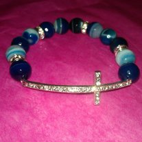 Blue Bling Cross Bracelets