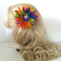 big diamond rhinestone jewel rainbow daisy hair flower clip