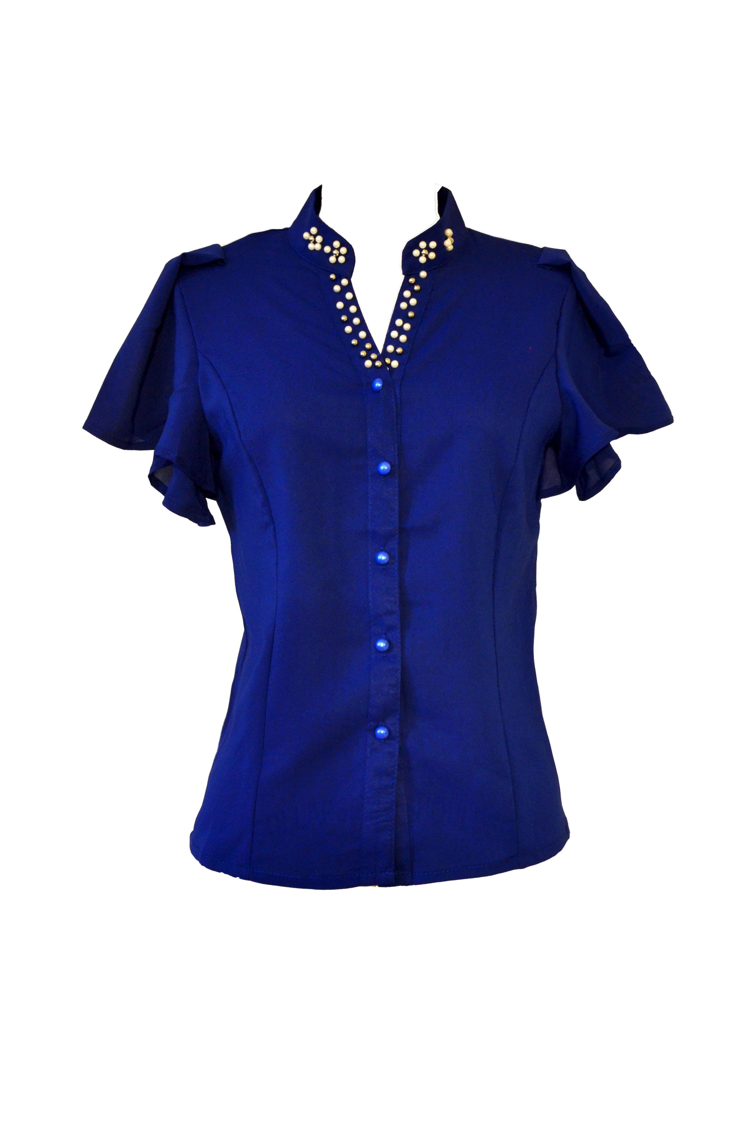 Blue Chiffon Blouse With Ruffles on Storenvy