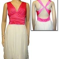 S hot pink OR teal green white halter sundress cross strap full skirt v neck long rockabilly dress
