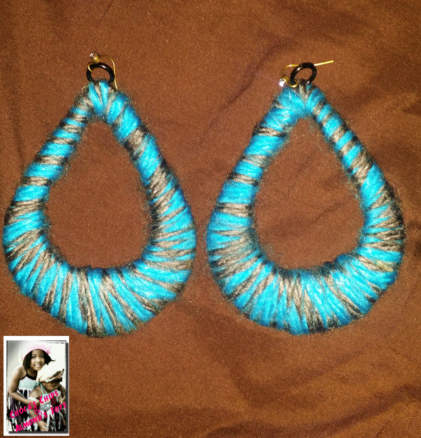 Teardrop Yarn Earrings Blue/Gray on Storenvy
