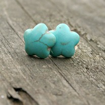 turquoise flower stud earrings