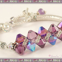 Sterling Silver Beaded Amethyst Bangle Bracelet