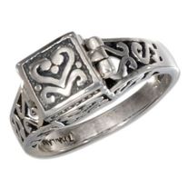 Sterling Silver Scrollwork Prayer Box Ring Size 6