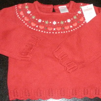 Red Sweater with Hearts and Flowers-NEW-Gymboree Size 18-24 Months