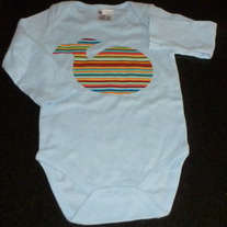 Blue Onesie with Multi Color Stripe Whale-NEW-Boutique Size 12 Month