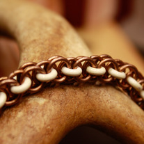 Bronze & White Neoprene Helm Maille Bracelet