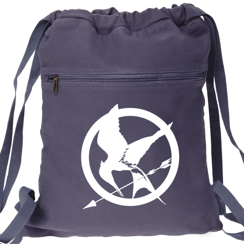 Hunger Games Backpack Mocking Jay White Design Drawstring Book Bag on