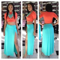 Mint Double Split Maxi Skirt