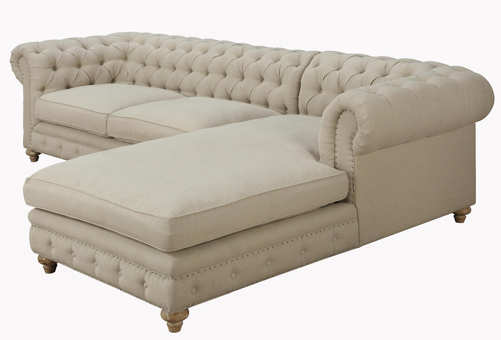 CHESTERFIELD BEIGE LINEN SECTIONAL SOFA on Storenvy