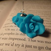 Light Blue Rose Stud Earrings