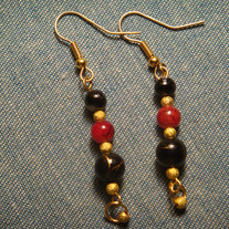 Black, Red & Gold Dangle Earrings