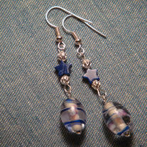 Blue Millefiori Glass Earrings