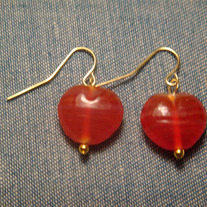 Red Glass Heart Earrings