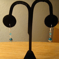 Blue Glass & Crystal Earrings