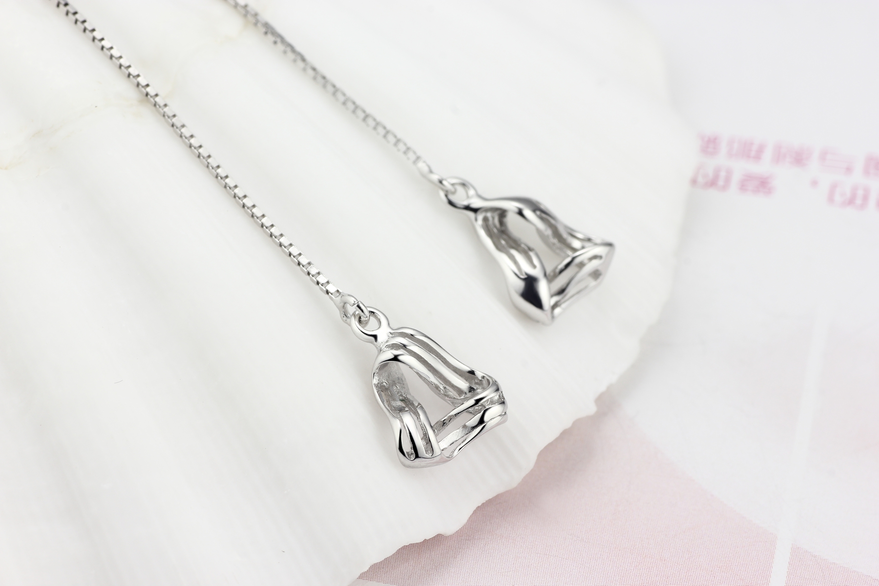 925 Sterling Silver Triangle Thread Drop Earrings 3.5" on Storenvy