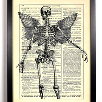 Image of Skeleton With Wings, Vintage Dictionary Print, 8 x 10