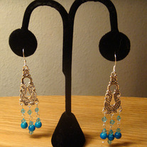 Aqua Crystal & Glass Marble Chandelier Earrings