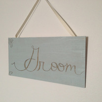 handpainted Bride and Groom signs
