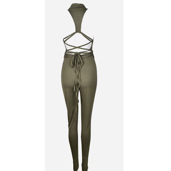 Outletpad Olive Green High Collar Jumpsuit Online Store Powered by