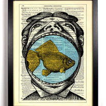 Image of Mouth Full Of Fish, Vintage Dictionary Print, 8 x 10