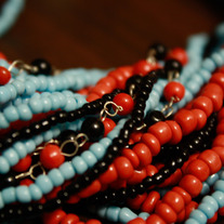 Orange, Black, and Blue Koi Colors Silver Necklace