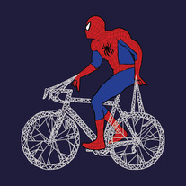 Spider Man on bike, 5x5 print