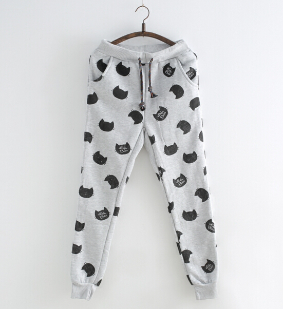 Free Shipping Cute Cat Print Fleece Jogger Pants on Storenvy