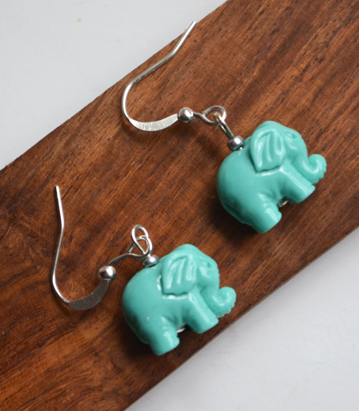 Elephant Earrings, Resin Earrings, Turquoise Elephants, Elephant