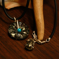 Vintage Grey Glass and Sterling Silver Necklace