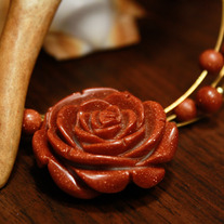 Goldstone Rose Memory Wire Choker Necklace