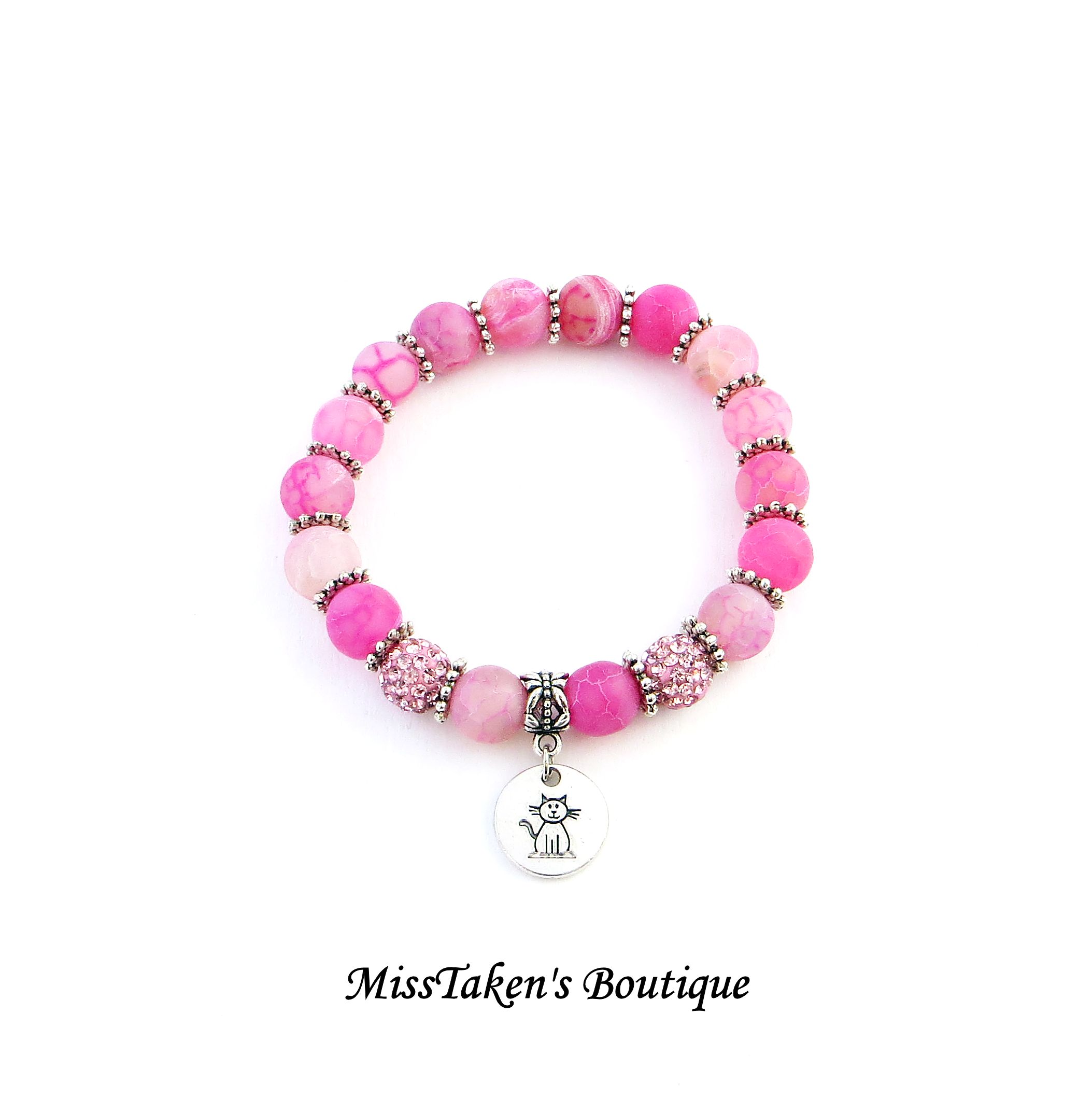 Pink Cat Disc Charm Bracelet · MissTaken's Boutique · Online Store