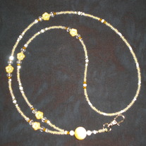 Beaded Lanyard Yellow/White/Flowers
