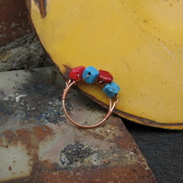 Turquoise & Coral Ring