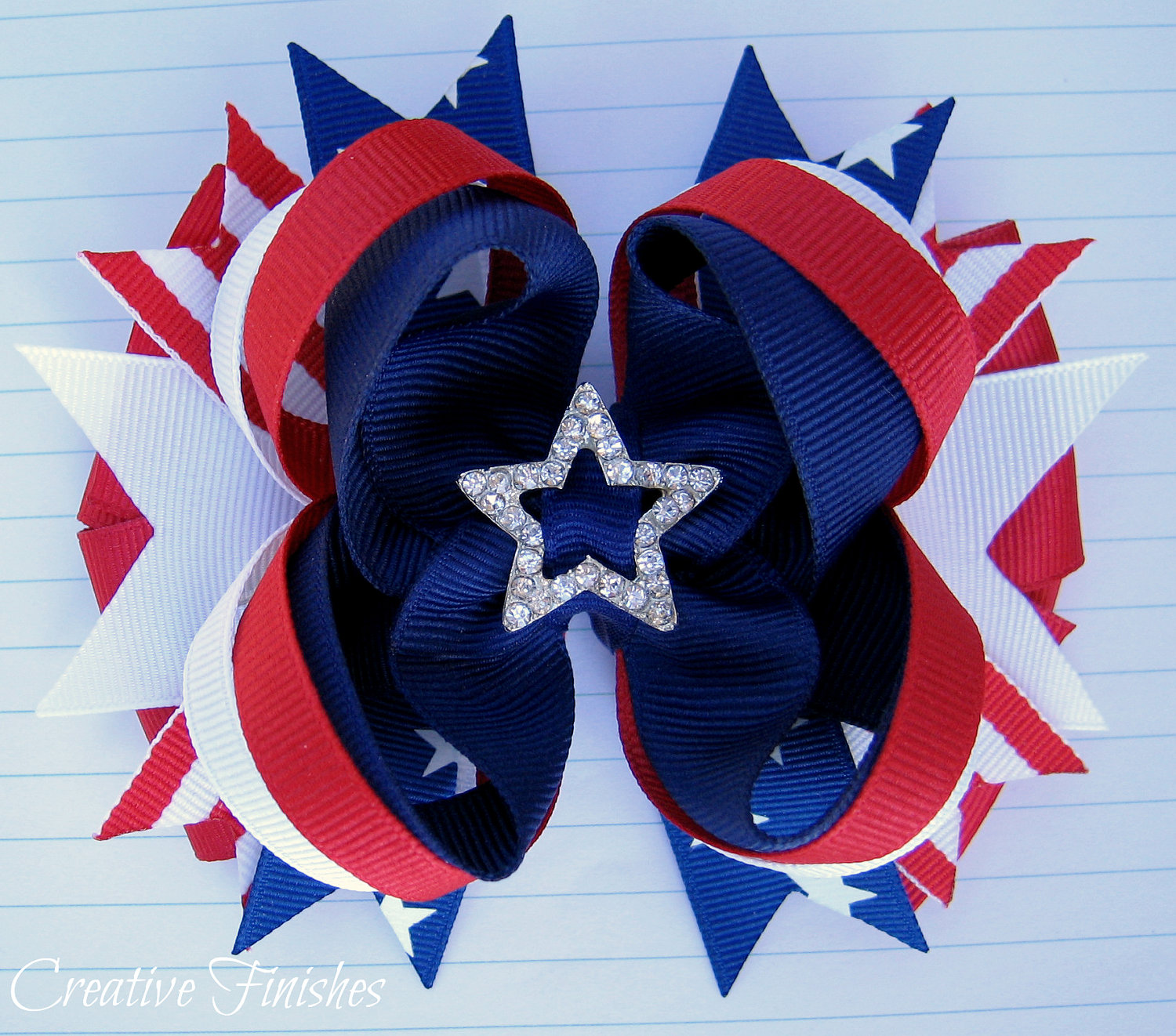 Creativefinishes Red White And Blue Hair Bow Fourth Of July Bow