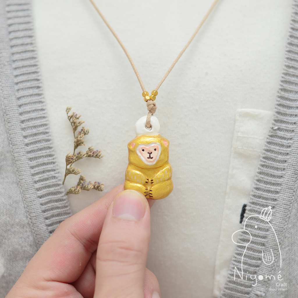 golden lucky monkey handmade necklace by niyome craft on Storenvy