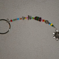 Beaded Keychain Multicolor/Silver w/Charm